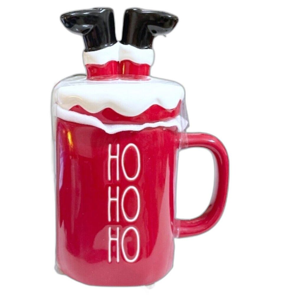 Rae Dunn HO HO HO Santa Claus Mug Leg Topper Red LL Christmas Holiday NEW 2022